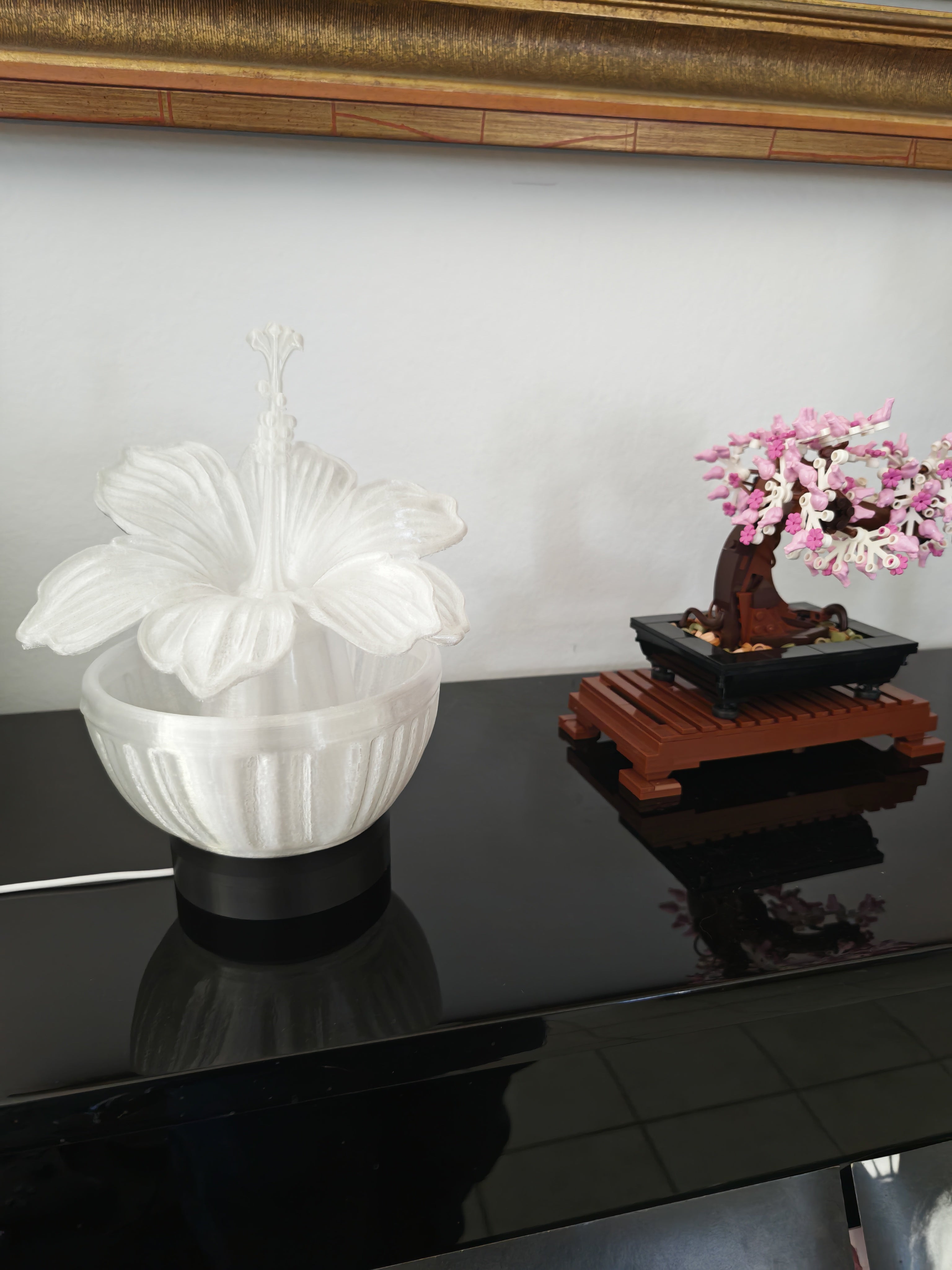 Lampe Fleur Sculpturale 'Hibiscus Cristallin'