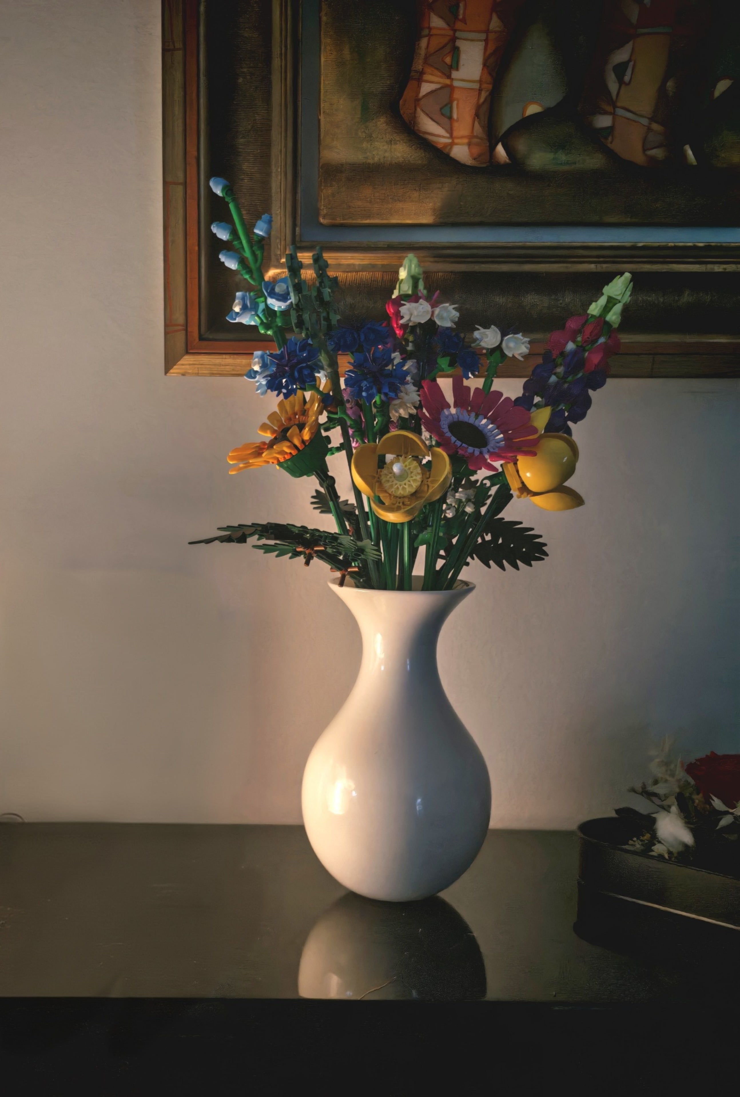 Vase design imprimé 3D blanc pour bouquets de fleurs LEGO®
