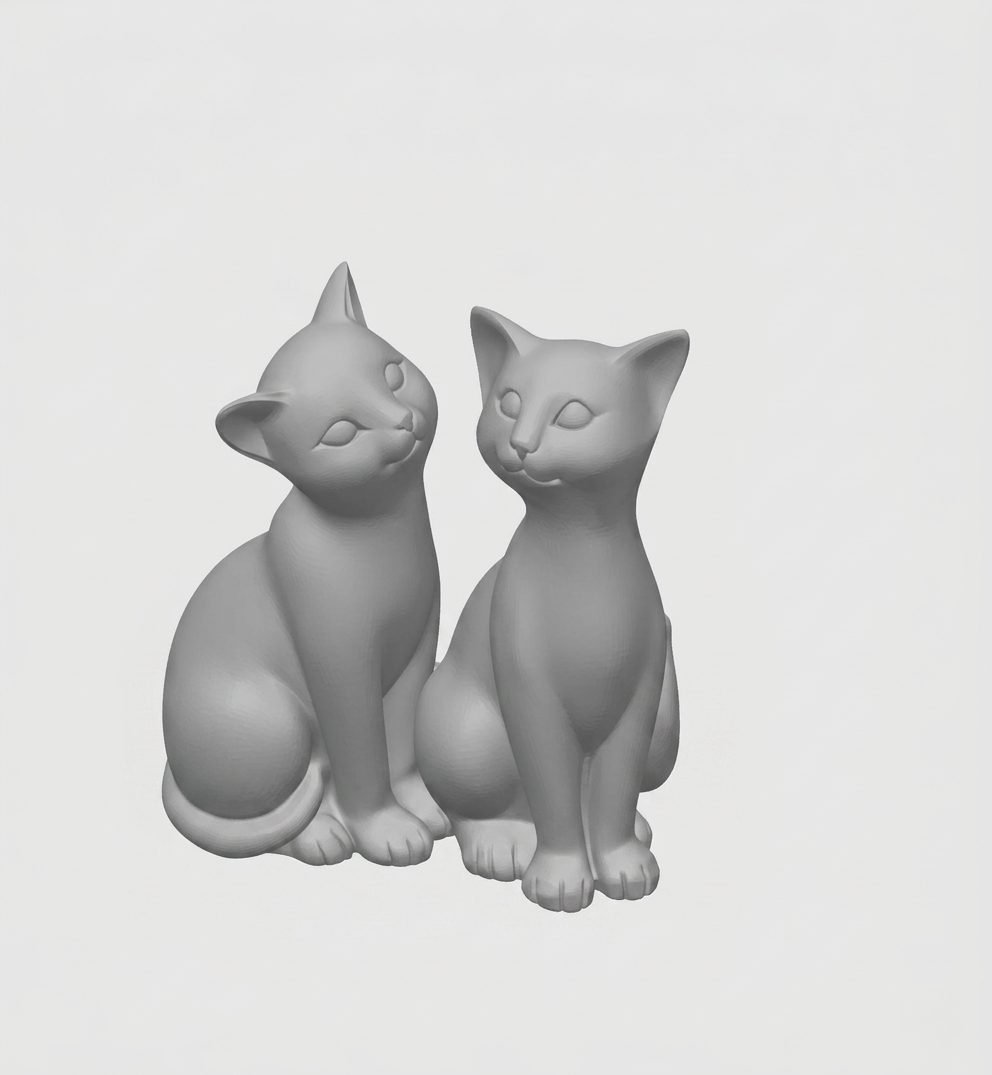 Modèle 3D STL, figurine duo de chats
