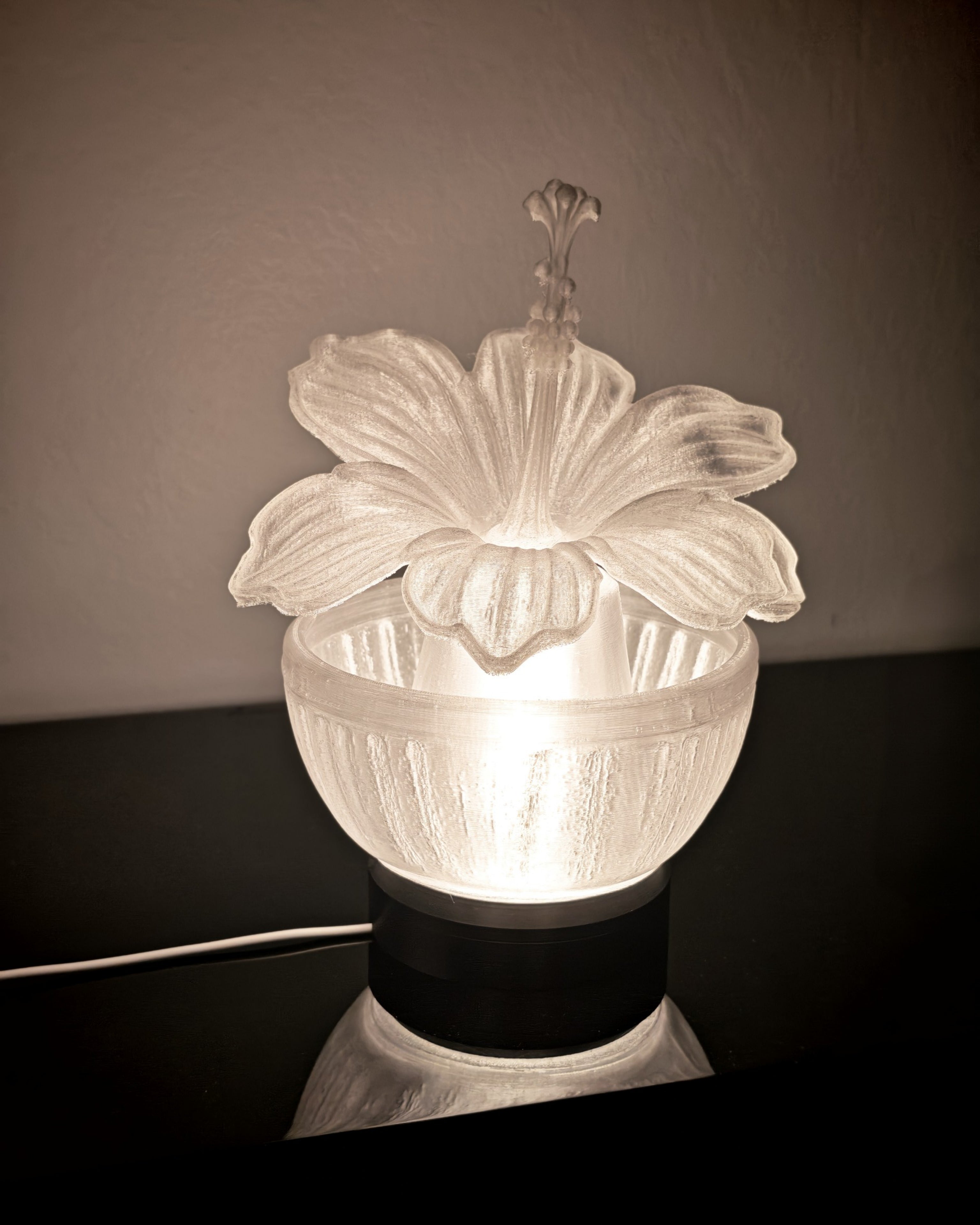 Lampe Fleur Sculpturale 'Hibiscus Cristallin'