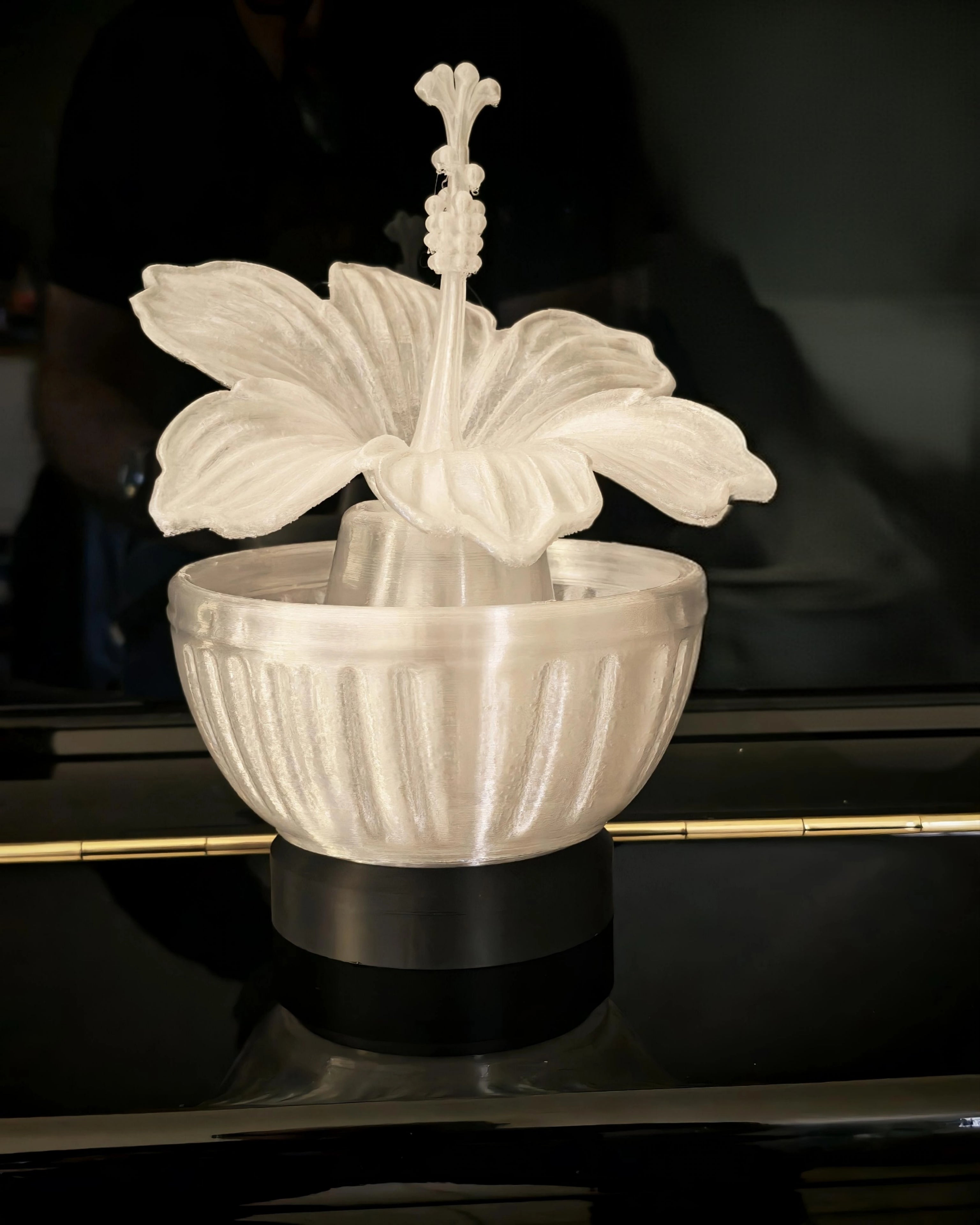 Lampe Fleur Sculpturale 'Hibiscus Cristallin'
