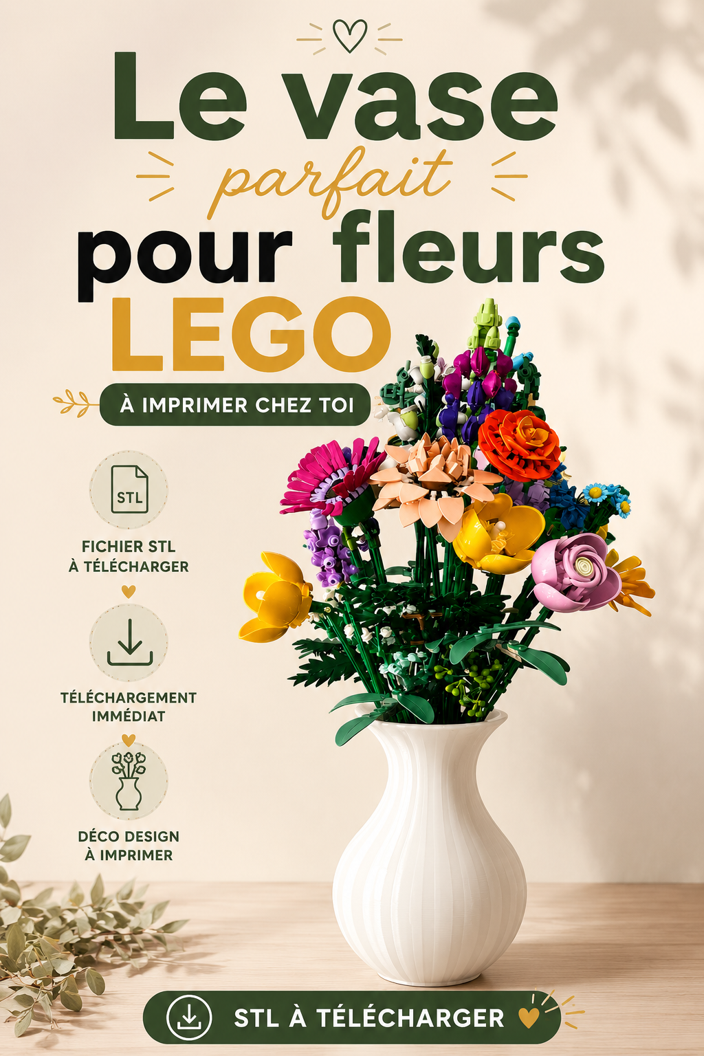 Vase Design Organique - Fichier STL à Télécharger